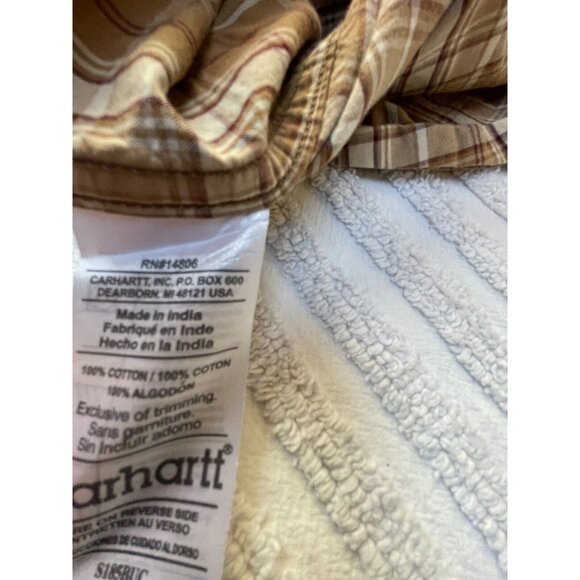 Carhartt Men's Button-Down Shirt Short Sleeve Pocket Plaid Large Brown White - Picture 4 of 7